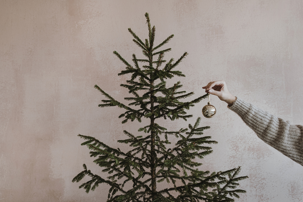 Hand Decorating Christmas Tree